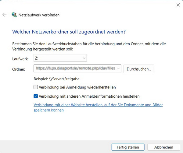 Netzwerklaufwerk verbinden
