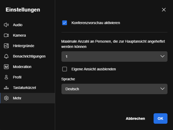 Weitere Einstellungen