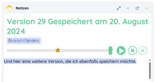 Eine zweite gespeicherte Version abrufen (Sternsymbol)