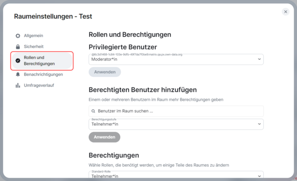Rollen und Berechtigungen