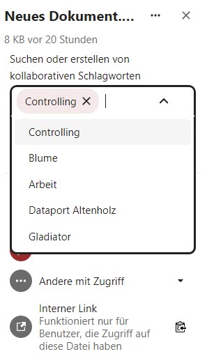 Schlagwörter auswählen