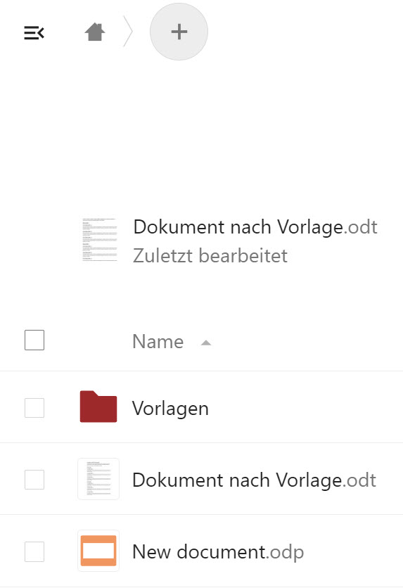 Der soeben erstellte Vorlagenordner taucht in der Liste auf